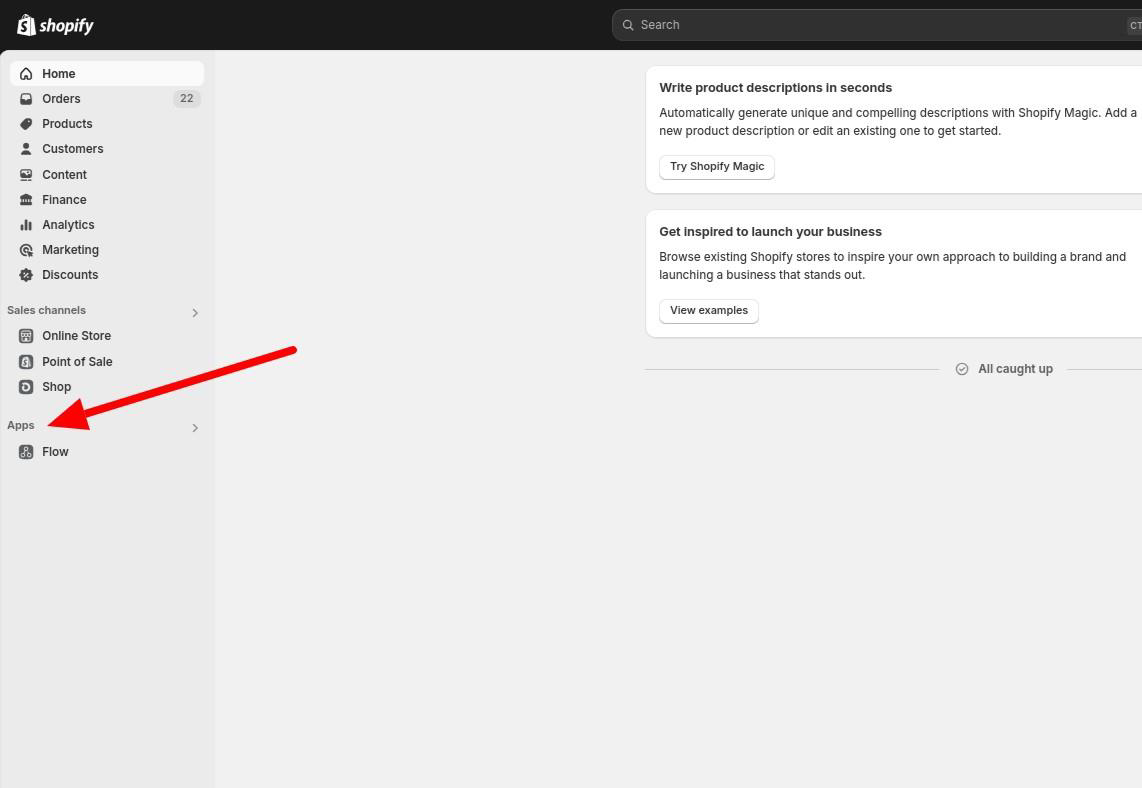 Shopify (COPYandPAY): Open the plugin settings