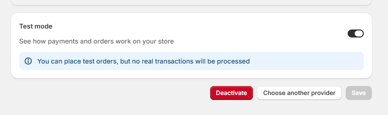 Shopify Embedded Multi-APMs: Test mode setting in Shopify